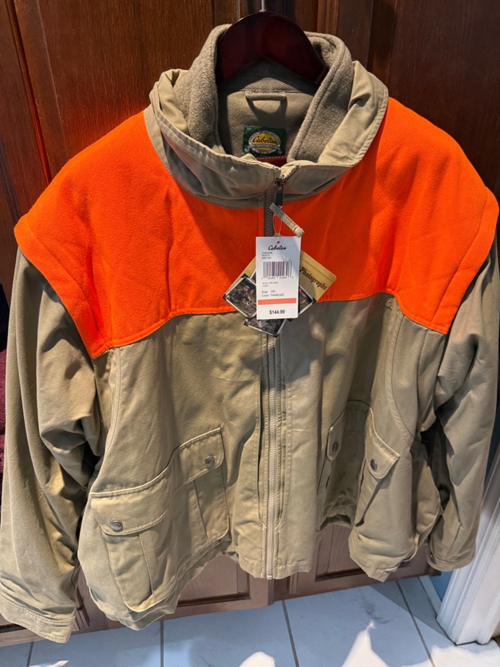 Cabela's Orange and Tan Hooded Outdoor Jacket 3x.  NWT